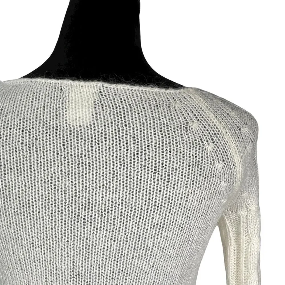 J. Crew Cream Cable Knit Sweater Wool Mohair Blend Long Sleeve Round Neck